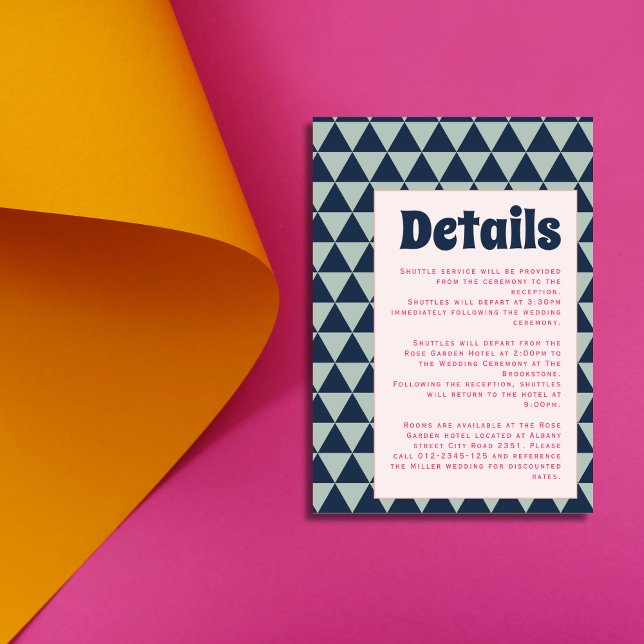 70s Retro Triangle Pattern Groovy Wedding Enclosure Card (Creator Uploaded)