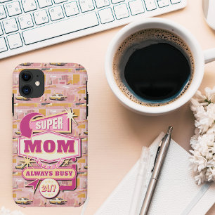 70's Retro Vegas Style Super Mom Always Busy 24/7 Case-Mate iPhone Case