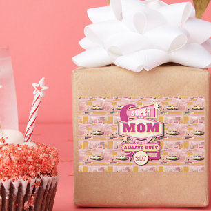 70's Retro Vegas Style Super Mom Always Busy 24/7 Rectangular Sticker