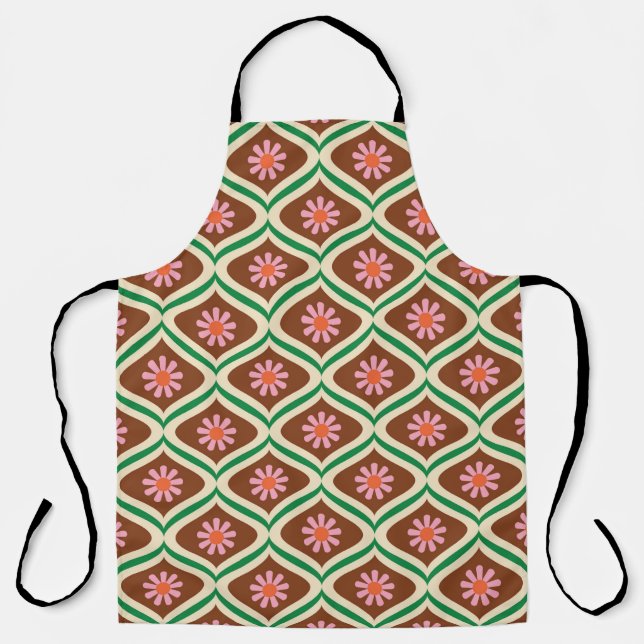70s retro vintage floral pattern apron (Front)