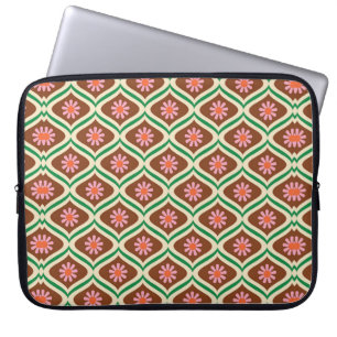 70s retro vintage floral pattern laptop sleeve