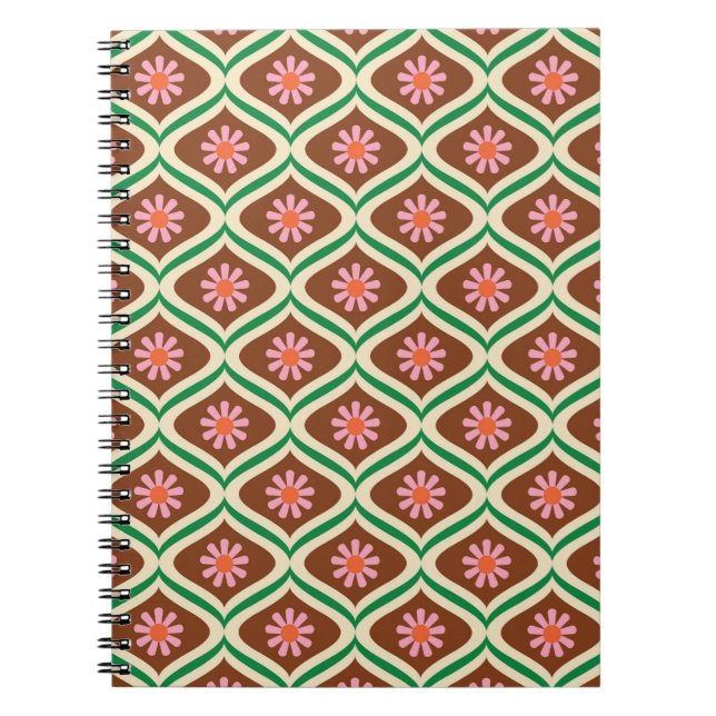 70s retro vintage floral pattern notebook (Front)