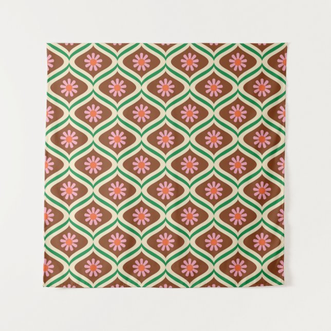70s retro vintage floral pattern tapestry (Front)