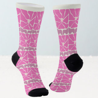 70s Retro Vintage Pink Flower  Socks