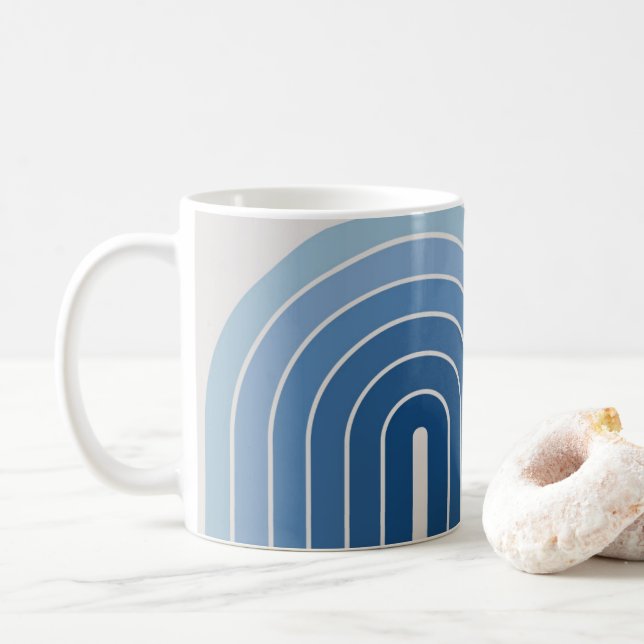70s Retro Vintage Style Geometric Design Coffee Mug (With Donut)