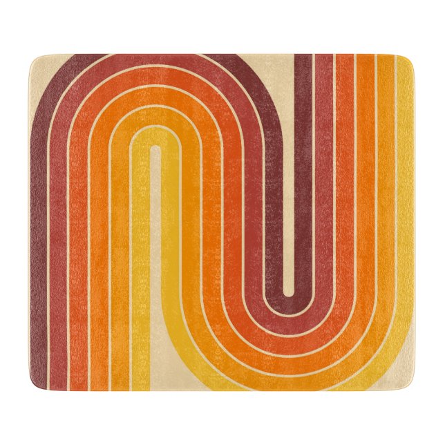 70s Retro Vintage Style Geometric Design Cutting Board (Front)