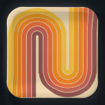 70s Retro Vintage Style Geometric Design Paper Plate<br><div class="desc">70s Retro Vintage Style Geometric Design In Brown Orange and Yellow.</div>