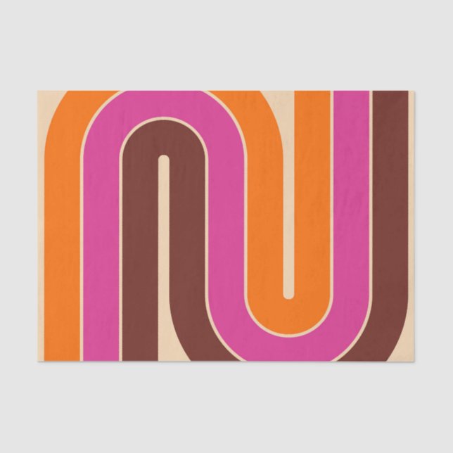 70s Retro Vintage Style Geometric Design Tissue Paper (Front)