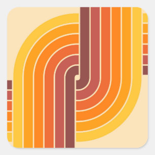 70s Retro Vintage Style Geometric Pattern Square Sticker