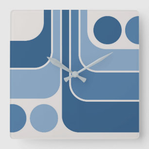 70s Retro Vintage Style Geometric Pattern Square Wall Clock