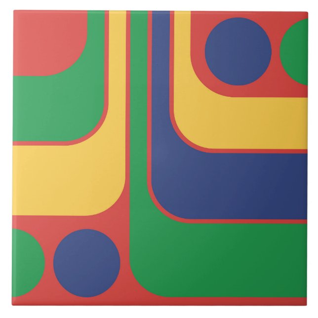 70s Retro Vintage Style Geometric Pattern Tile (Front)