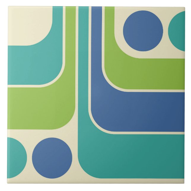 70s Retro Vintage Style Geometric Pattern Tile (Front)