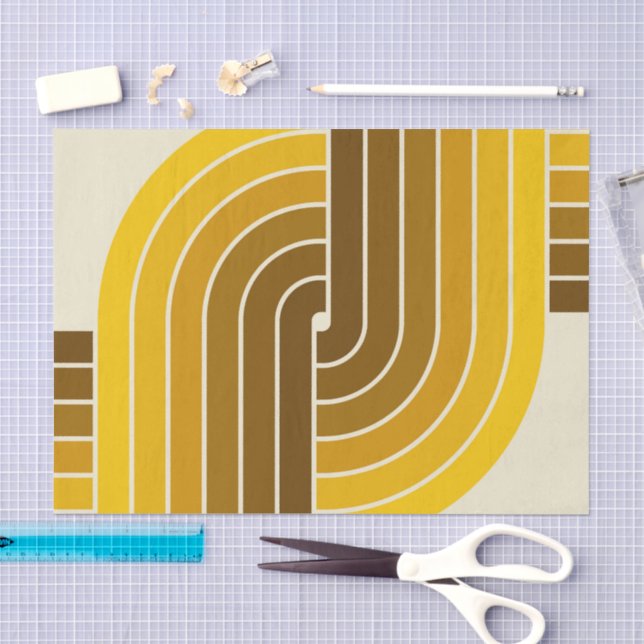 70s Retro Vintage Style Geometric Pattern Tissue Paper (Craft)