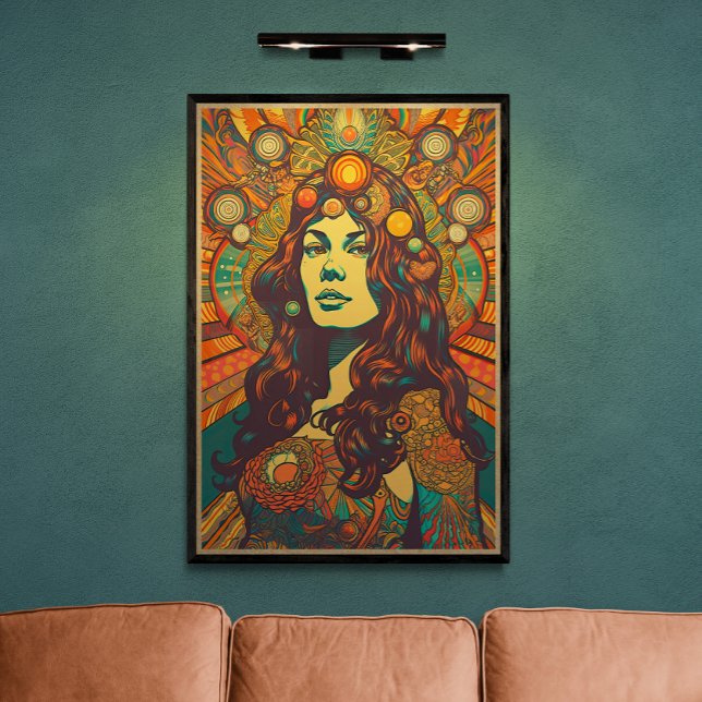 70s Retro Woman Portrait AI Art | Psychedelic Poster (Creator Uploaded)