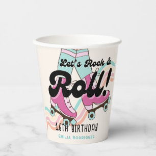 70s Rock and ROLL Roller Skating Party Favours Paper Cups
