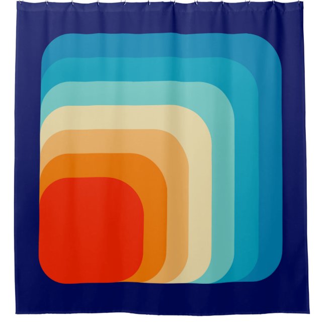 70s Square Rainbow Shower Curtain (Front)