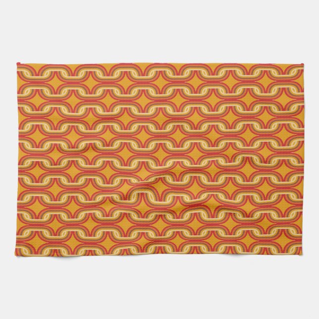 70s style chain pattern tea towel (Horizontal)