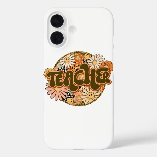 70s Style Floral "Teacher" Appreciation Case-Mate iPhone Case (Back)