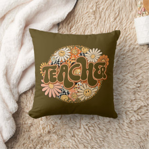 70s Style Floral "Teacher" Appreciation Cushion