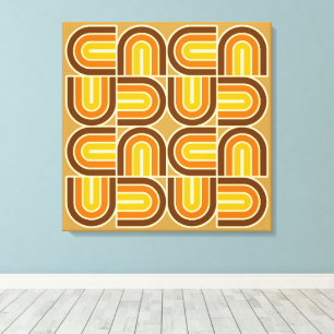 70s Style Geometric Arch Pattern Canvas Print