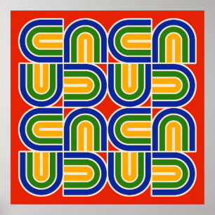 70s Style Geometric Arch Pattern Poster