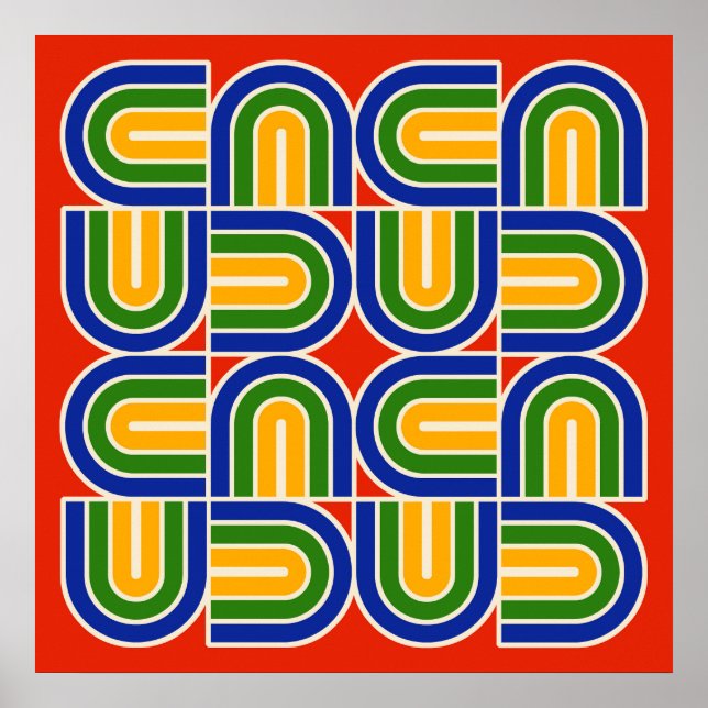 70s Style Geometric Arch Pattern Poster (Front)