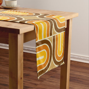 70s Style Geometric Arch Pattern Short Table Runner