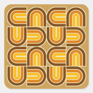 70s Style Geometric Arch Pattern Square Sticker