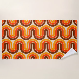 70s Style  Geometric Design Beach Towel