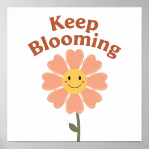 70s Style Happy Flower Graphic Poster