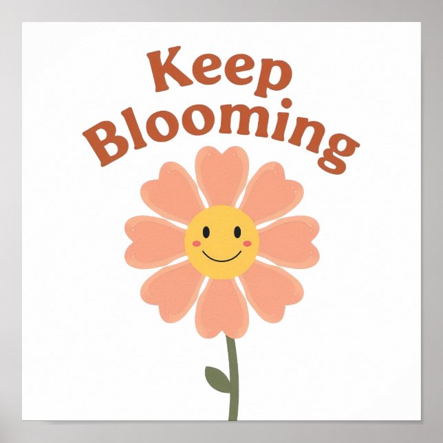 70s Style Happy Flower Graphic Poster (Front)