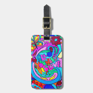 70's style hippie love Thunder_Cove Luggage Tag