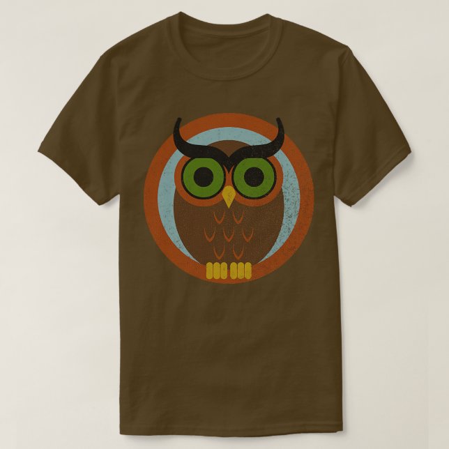 70s Style Owl faded Hat T-Shirt (Design Front)