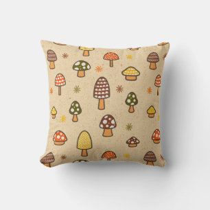 70s Style Retro Mushrooms Cushion