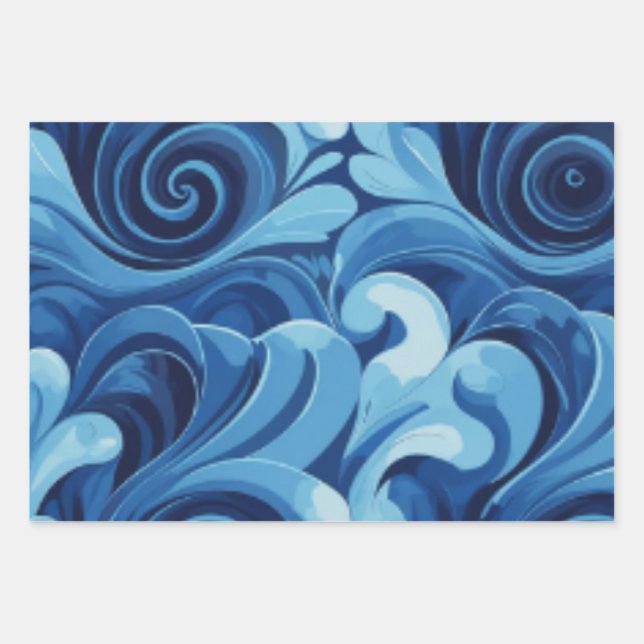 70's style swirly patterns in shades of red & pink wrapping paper sheet (Front)