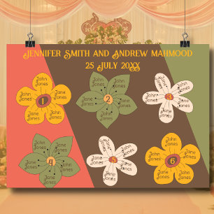 70's style wedding seating plan table map  Poster