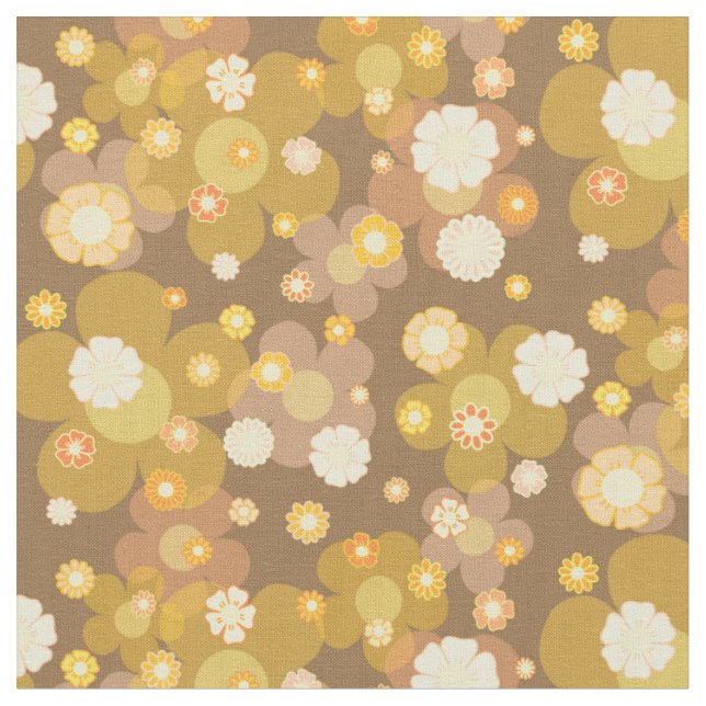 70's style yellow flower power hippie fabric (Close Up)