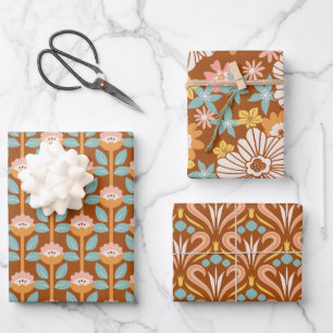 70's Summer Retro Pattern    Wrapping Paper Sheets