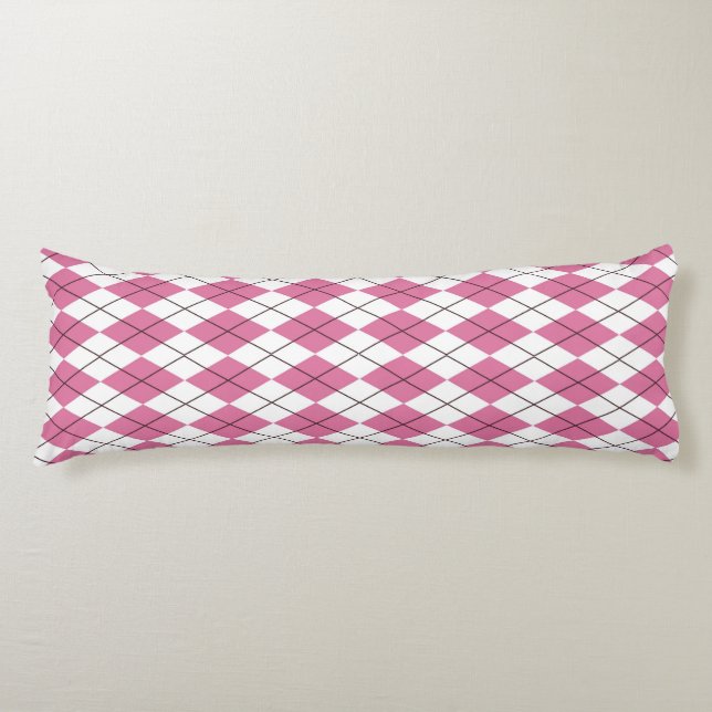 70s Tartan-Pattern Pinky Body Cushion (Front)