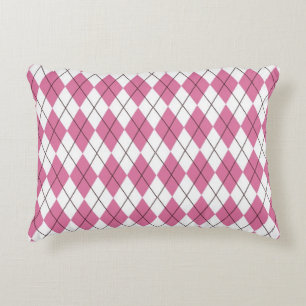 70s Tartan-Pattern Pinky Decorative Cushion