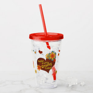 70's Theme Colors Groovy Flowers Acrylic Tumbler