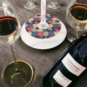 70's Vector Art Wine Glass Tag