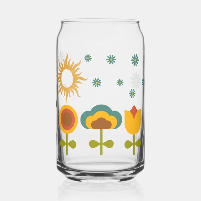 70s vibe  flowers can glass (Left)