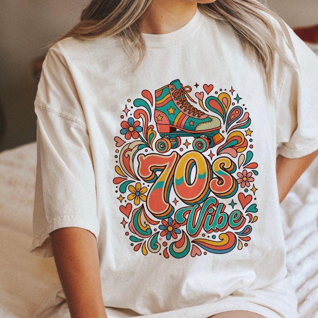 70S Vibe Retro Roller Skate Design Tri-Blend Shirt (Creator Uploaded)