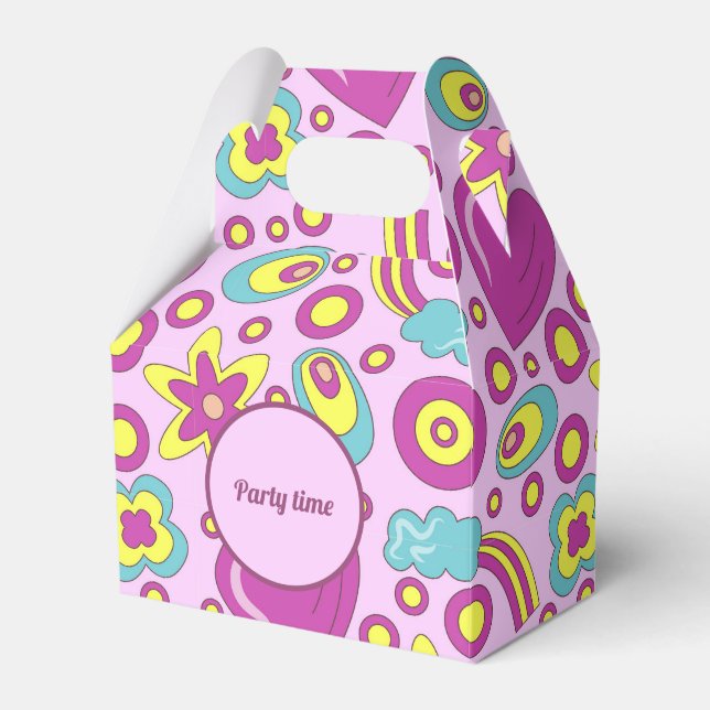 70's Vibes Purple Colour Summer Pattern Favour Box (Front Side)