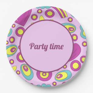 70's Vibes Purple Colour Summer Pattern Paper Plate