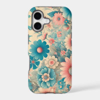 70s Vintage Meadow Blue & Pink Florals