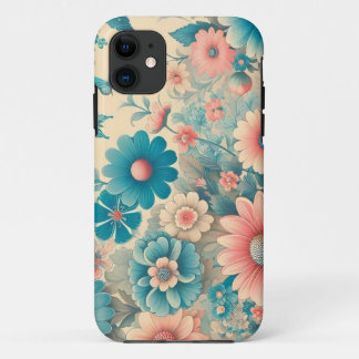 70s Vintage Meadow Blue & Pink Florals Case-Mate iPhone Case