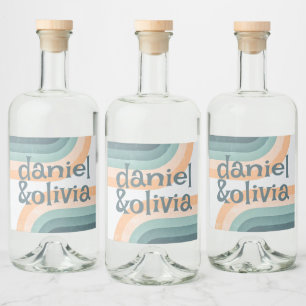 70s Vintage Rainbow Wedding Liquor Bottle Label