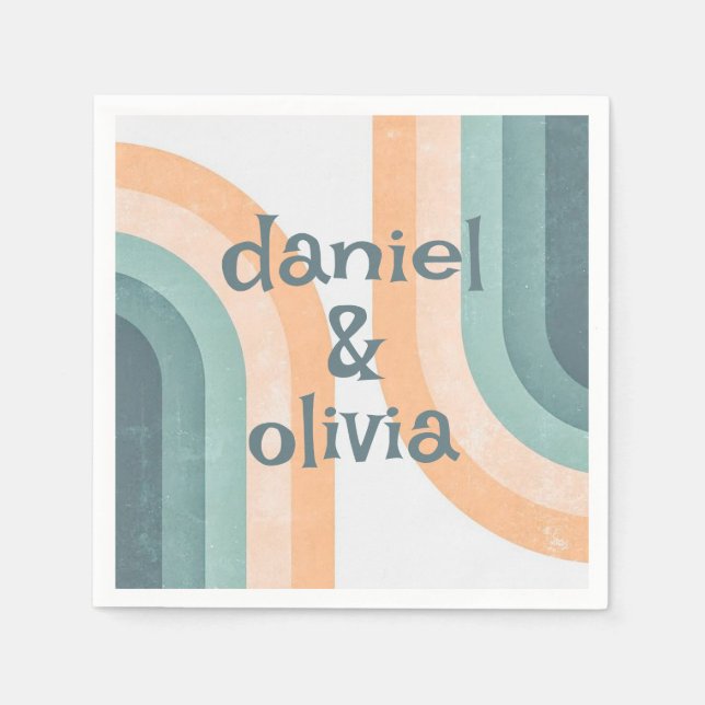 70s Vintage Rainbow Wedding Napkin (Front)